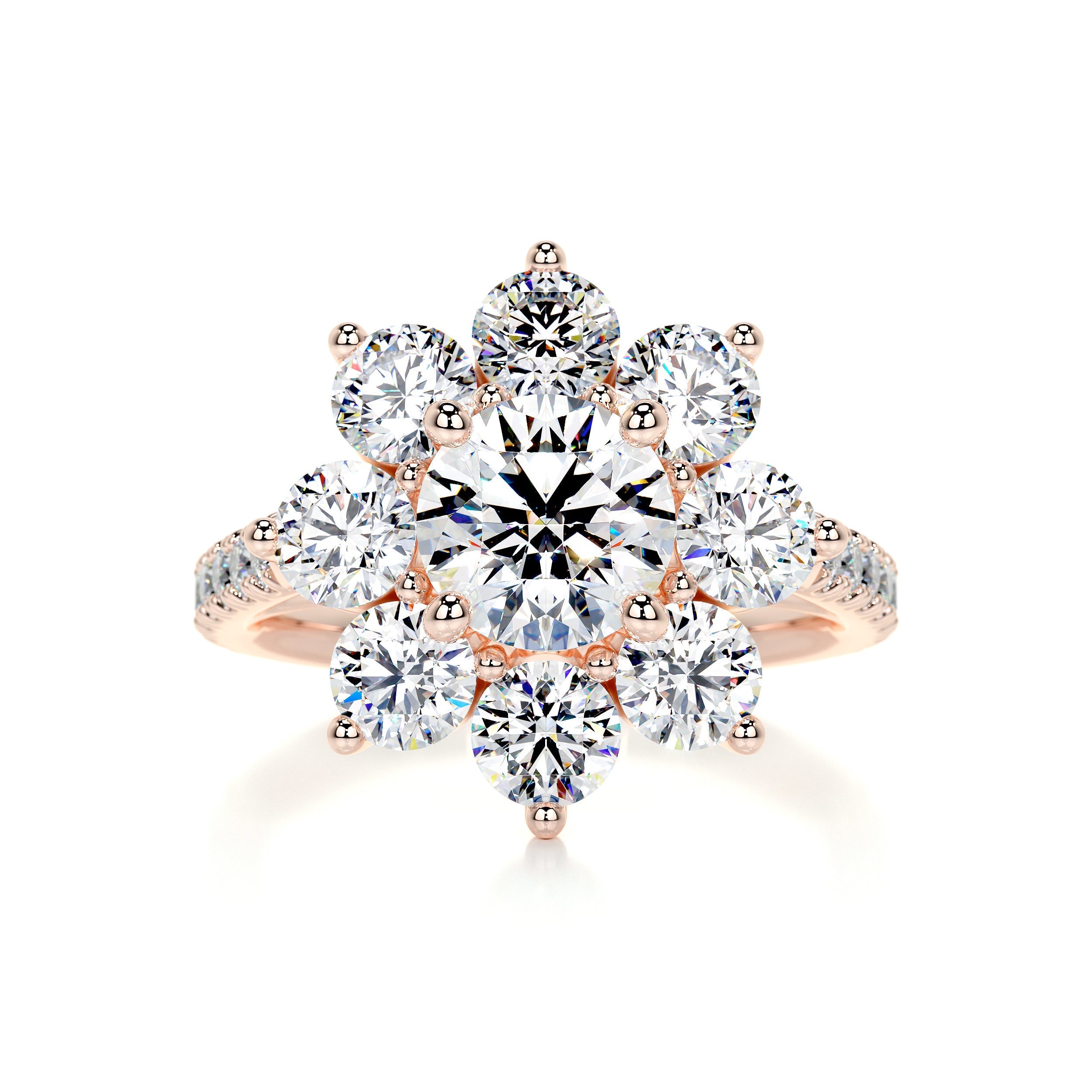 2.5 Carat · Round Halo · Flower Moissanite Engagement Ring
