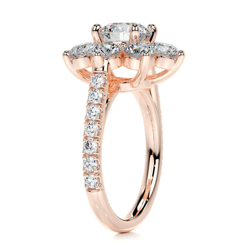2.5 Carat · Round Halo · Flower Moissanite Engagement Ring