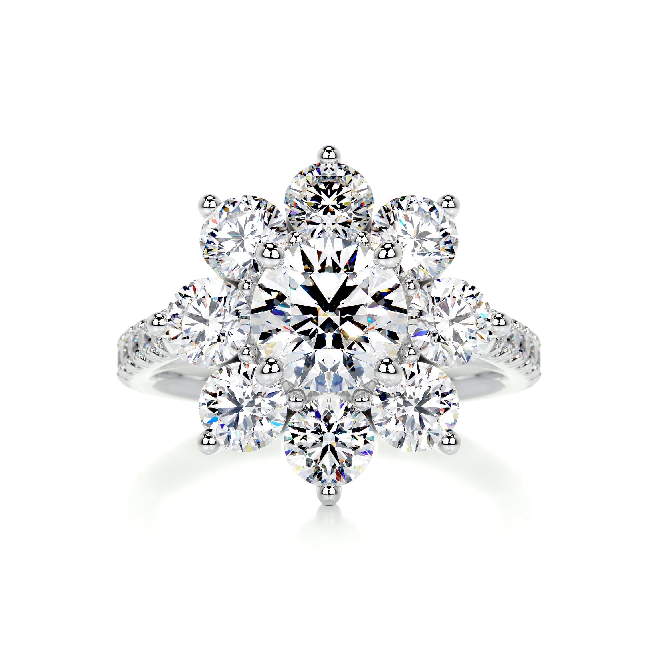 2.5 Carat · Round Halo · Flower Moissanite Engagement Ring