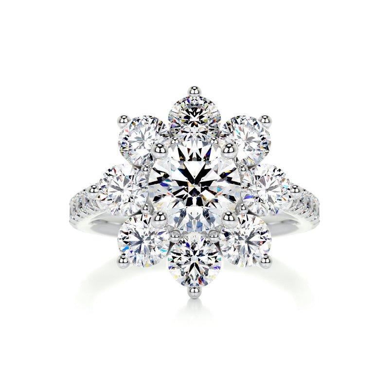 2.5 Carat · Round Halo · Flower Moissanite Engagement Ring