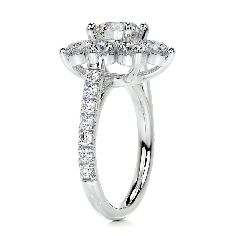 2.5 Carat · Round Halo · Flower Moissanite Engagement Ring