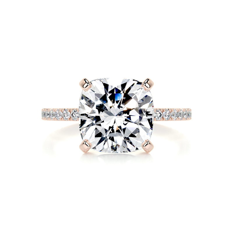 4.10 Carat Cushion Pave Moissanite Engagement Ring