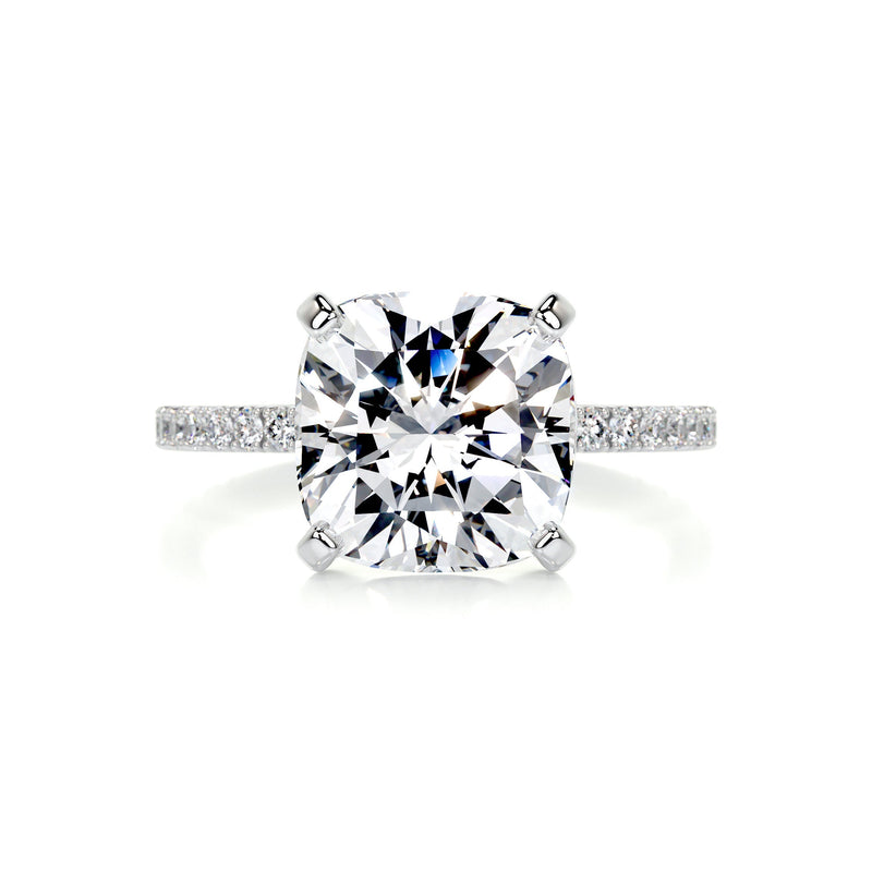 4.10 Carat Cushion Pave Moissanite Engagement Ring
