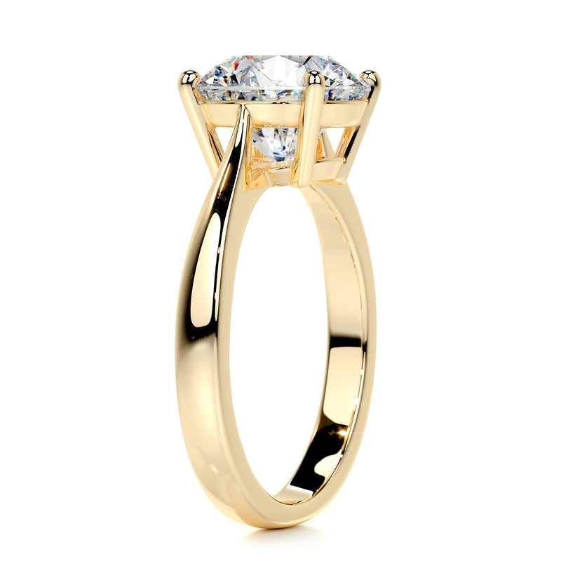 2.5 Carat Round Moissanite Solitaire Curved Engagement Ring