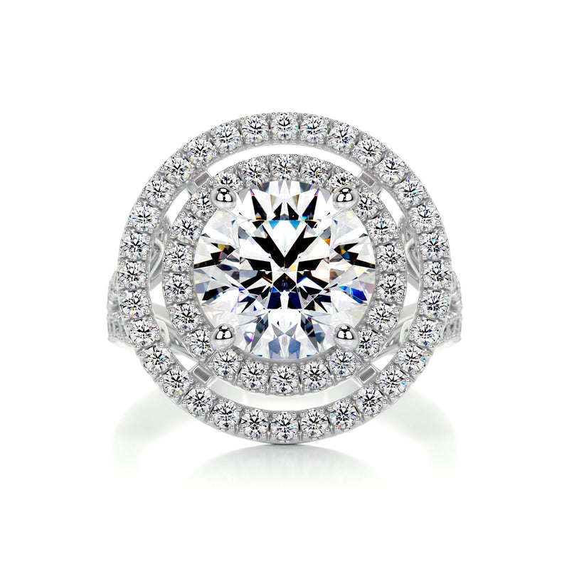 2.70 Carat Round Moissanite Double Halo Split  Engagement Ring