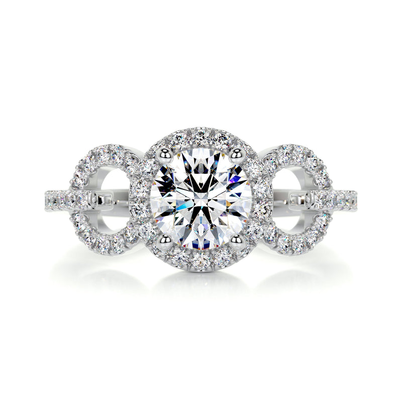 1.25 Carat Round Trial Circles Halo Moissanite Engagement Ring