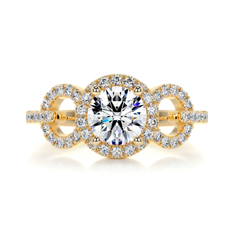 1.25 Carat Round Trial Circles Halo Moissanite Engagement Ring