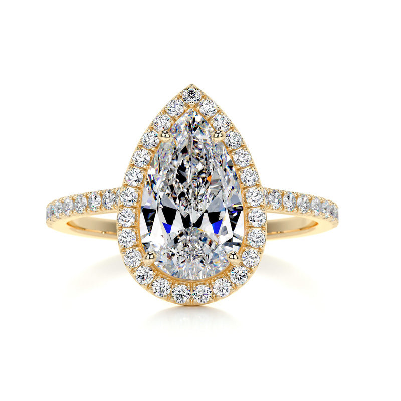 2.70 Carat Pear Halo Moissanite Diamond Dainty Engagement Ring