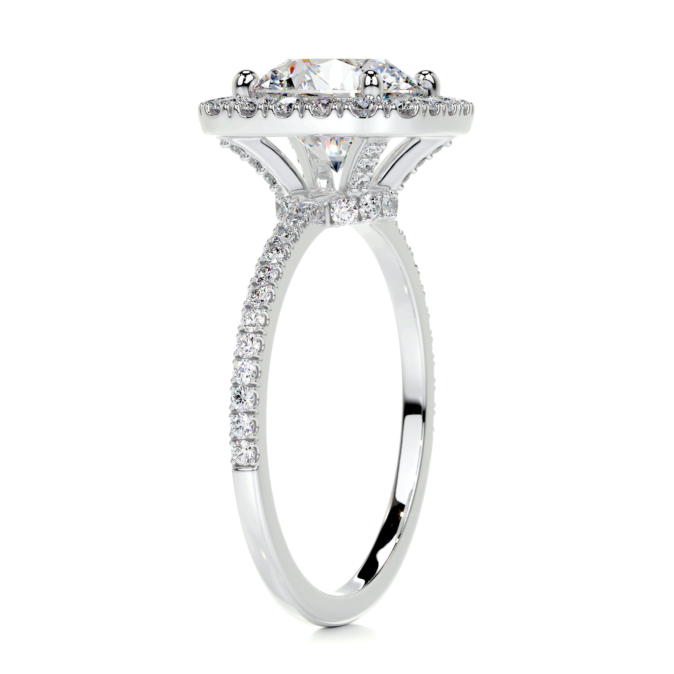 3.5 Carat · Round Halo Moissanite Engagement Ring