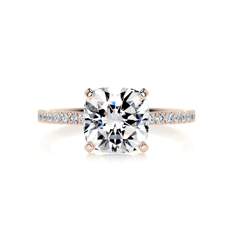 2.45 Carat Square Cushion Pave Moissanite Engagement Ring