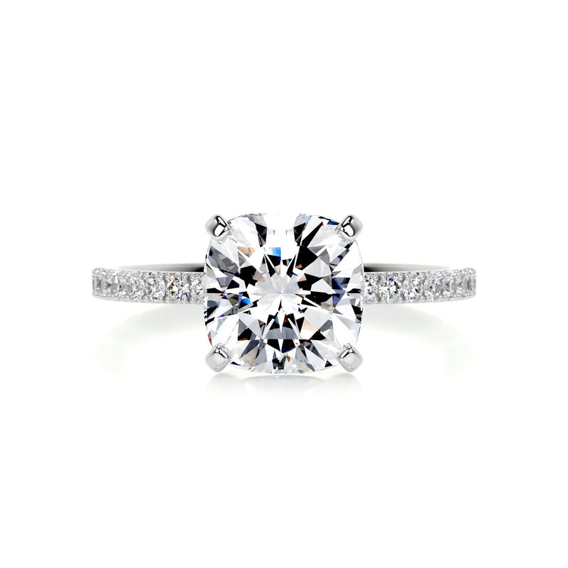 2.45 Carat Square Cushion Pave Moissanite Engagement Ring