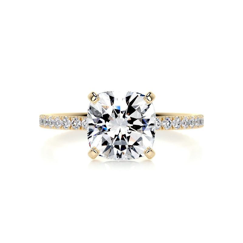 2.45 Carat Square Cushion Pave Moissanite Engagement Ring