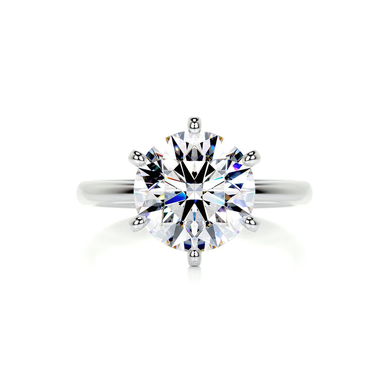 3.08 Carat · Round Solitaire Six prong Moissanite Engagement Ring