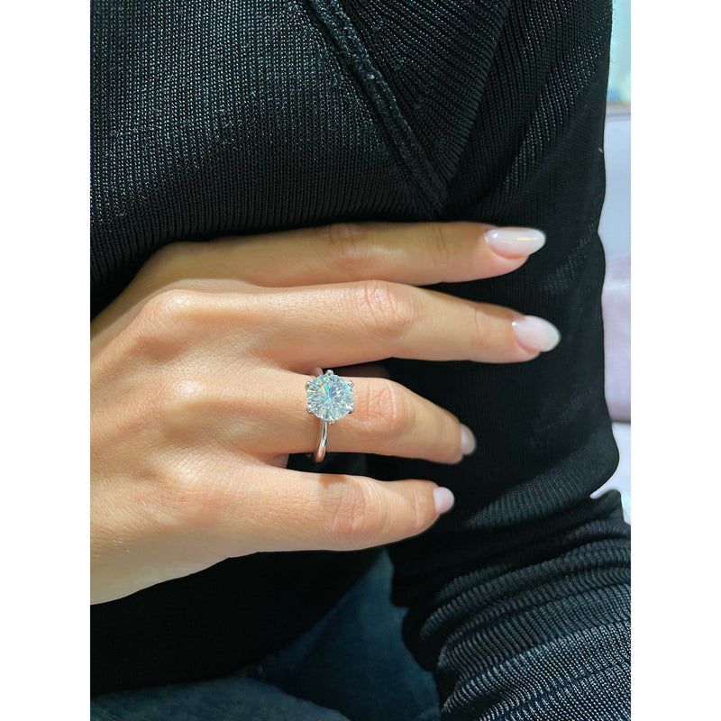 3.08 Carat · Round Solitaire Six prong Moissanite Engagement Ring