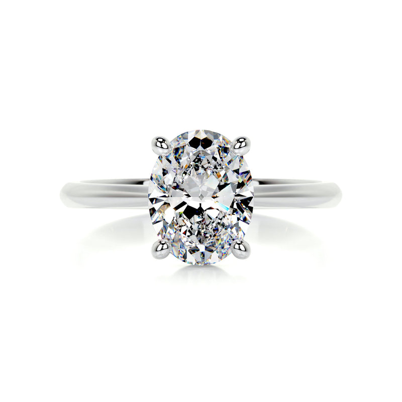 2.15 Carat Oval Solitaire Dainty Moissanite Engagement Ring
