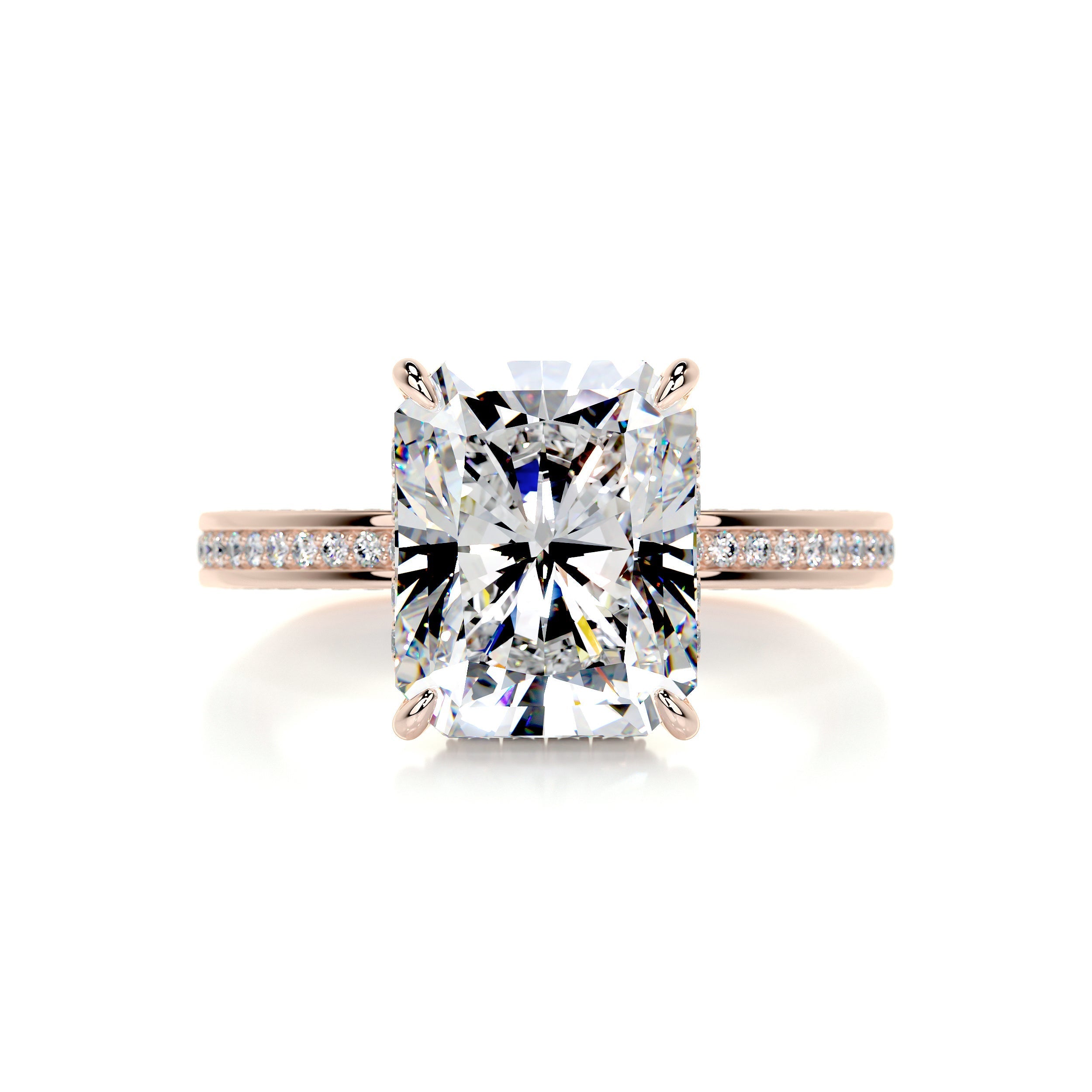 3.51 Carat Radiant Moissanite Triple Channel Set Engagement Ring