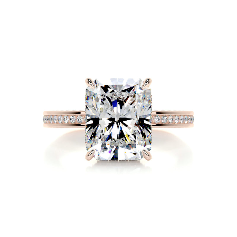 3.51 Carat Radiant Moissanite Triple Channel Set Engagement Ring