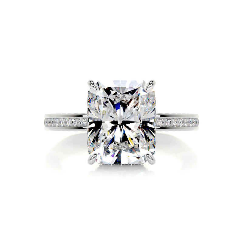 3.51 Carat Radiant Moissanite Triple Channel Set Engagement Ring