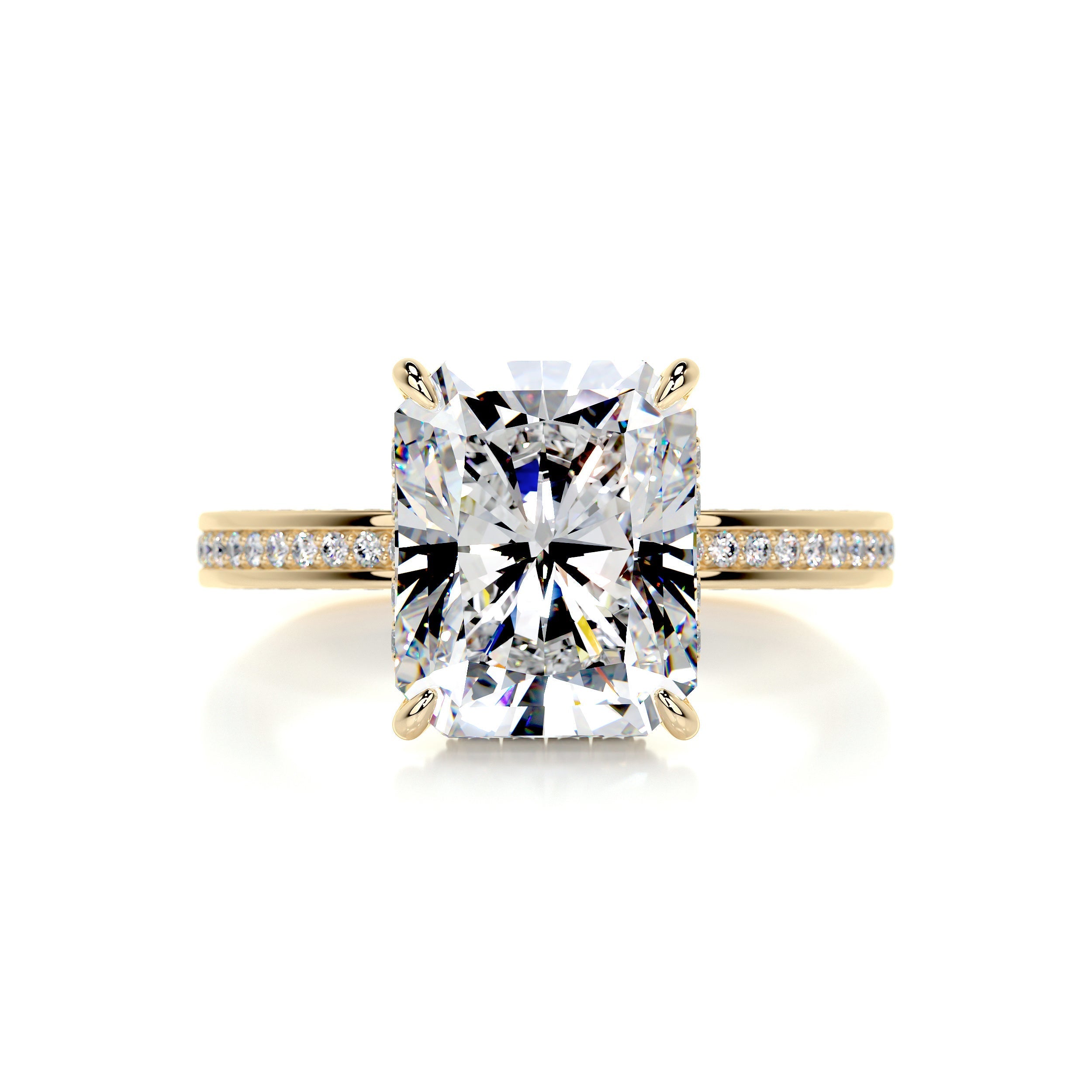 3.51 Carat Radiant Moissanite Triple Channel Set Engagement Ring