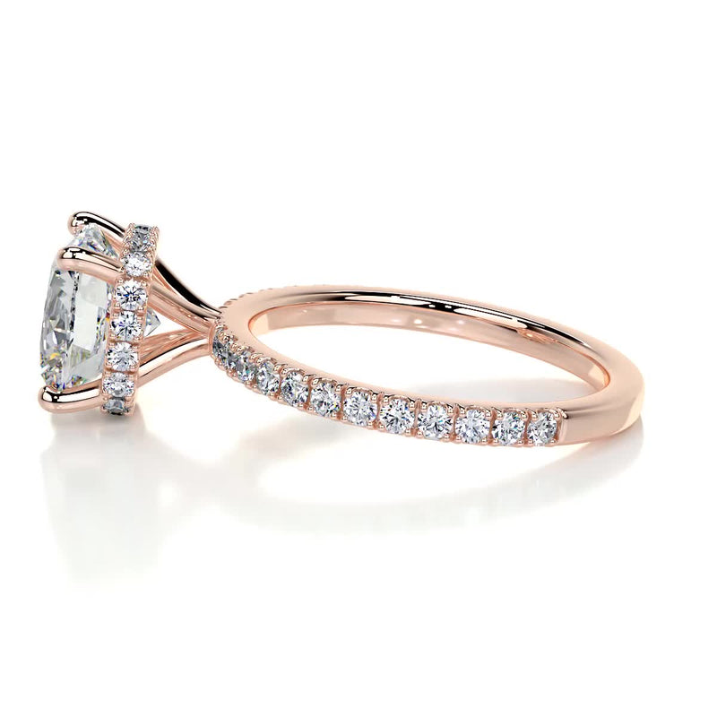 3.04 Carat Square Cushion Hidden Halo Moissanite Engagement Ring