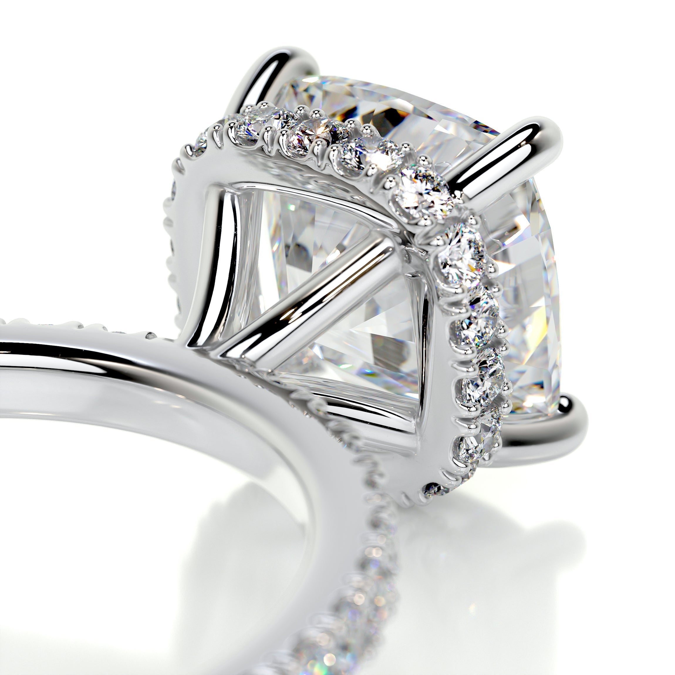 3.04 Carat Square Cushion Hidden Halo Moissanite Engagement Ring