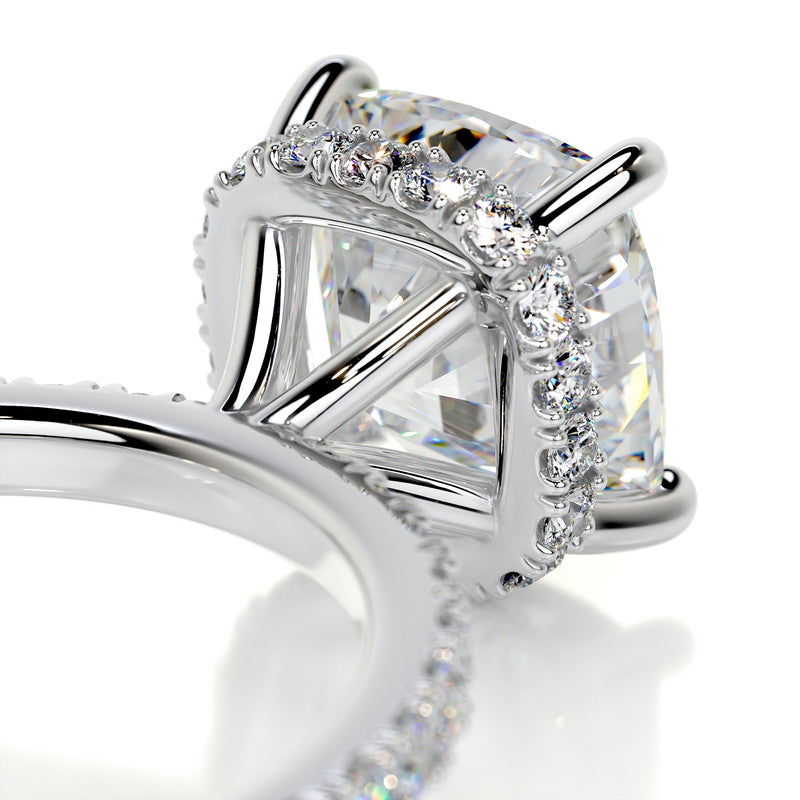 3.04 Carat Square Cushion Hidden Halo Moissanite Engagement Ring