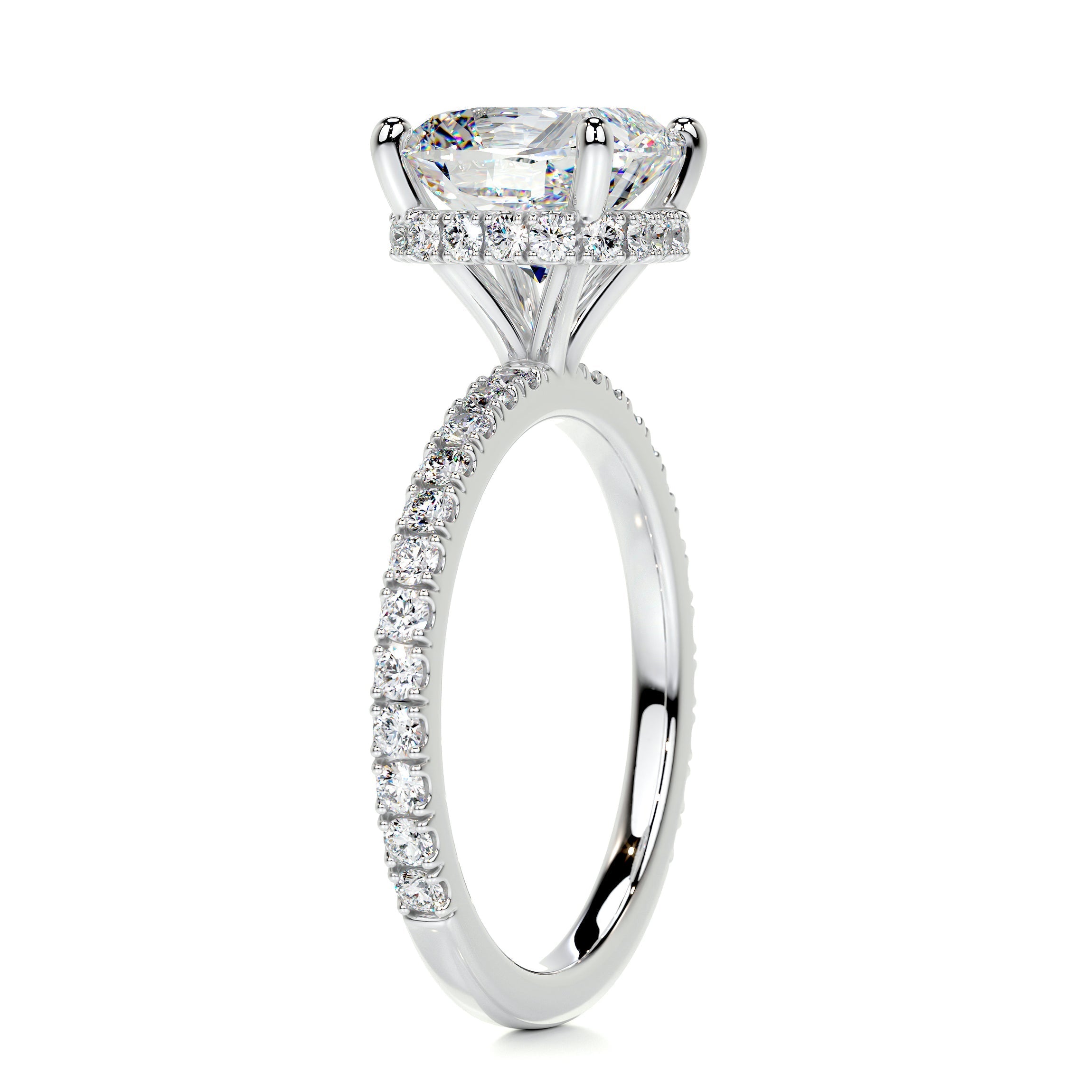 3.04 Carat Square Cushion Hidden Halo Moissanite Engagement Ring
