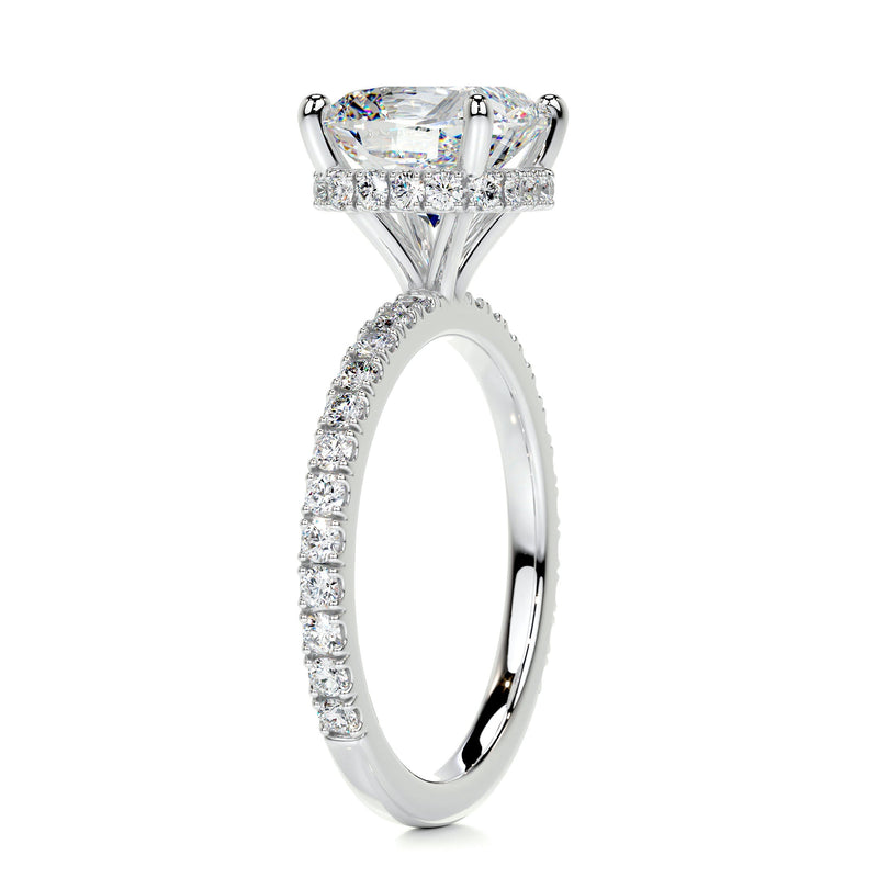 3.04 Carat Square Cushion Hidden Halo Moissanite Engagement Ring