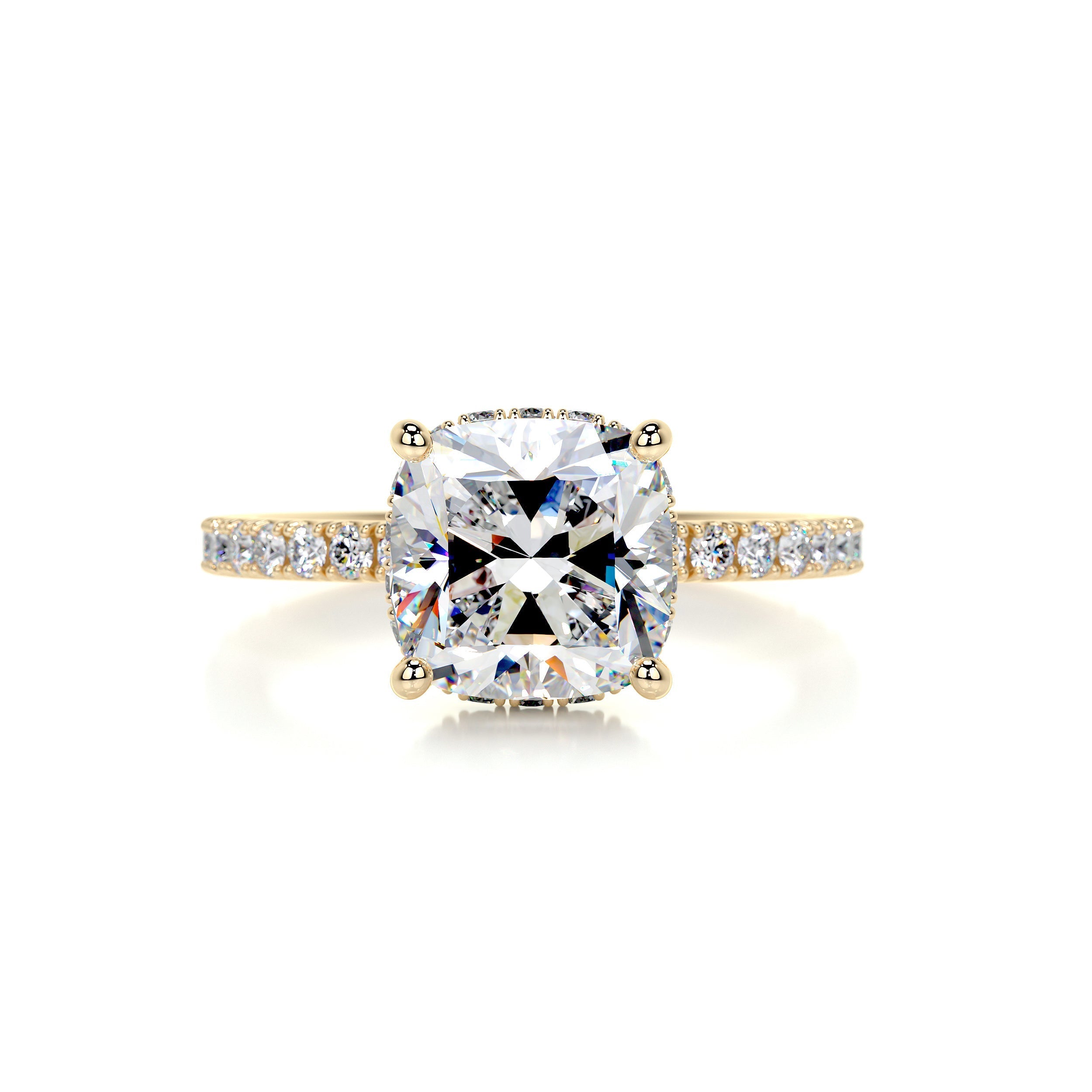 3.04 Carat Square Cushion Hidden Halo Moissanite Engagement Ring