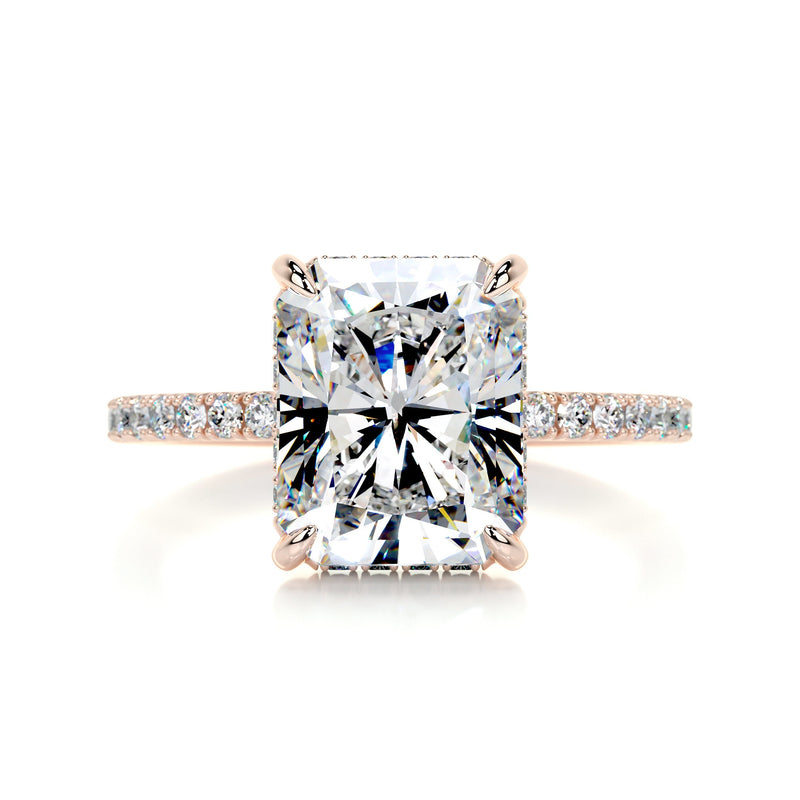 4.16 Carat Radiant Cut Moissanite Hidden Halo Engagement Ring
