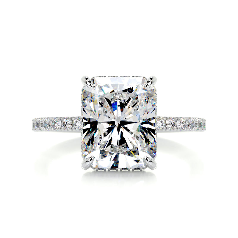 4.16 Carat Radiant Cut Moissanite Hidden Halo Engagement Ring