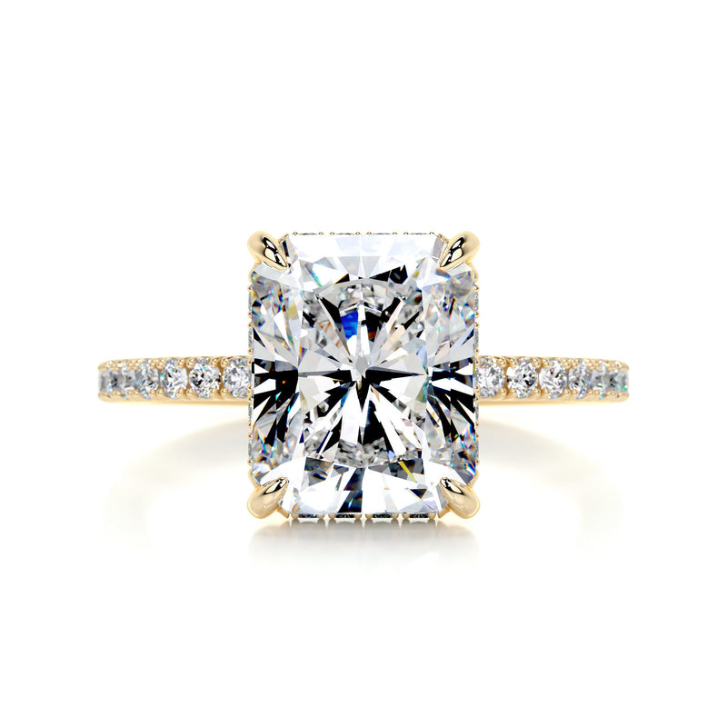 4.16 Carat Radiant Cut Moissanite Hidden Halo Engagement Ring