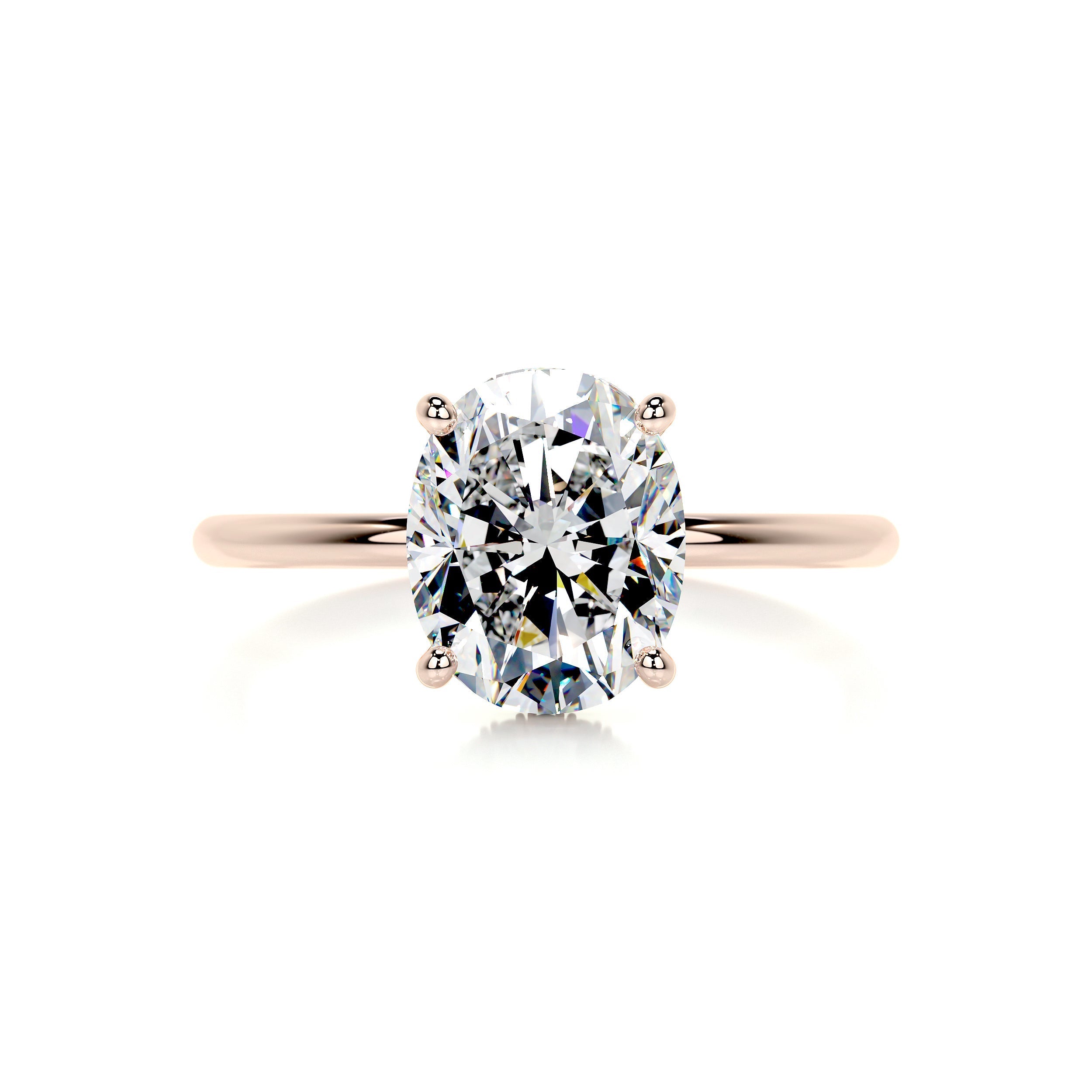 3.02 Carat Oval Moissanite Hidden Halo Dainty Engagement Ring