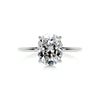 3.02 Carat Oval Moissanite Hidden Halo Dainty Engagement Ring