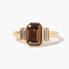 2.0CT-3.0CT Fancy Brown Emerald Cut Diamond Three Stone Engagement Ring