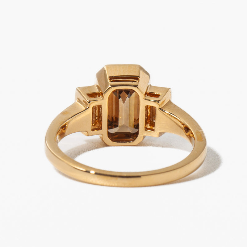2.0CT-3.0CT Fancy Brown Emerald Cut Diamond Three Stone Engagement Ring