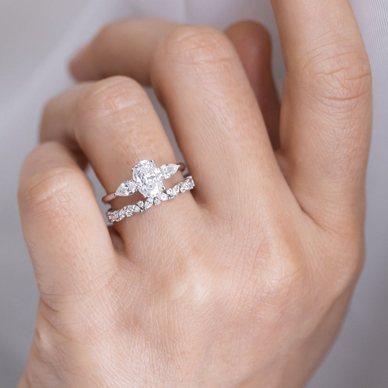 1.33CT Oval Cut 3 Stone Moissanite Engagement Ring