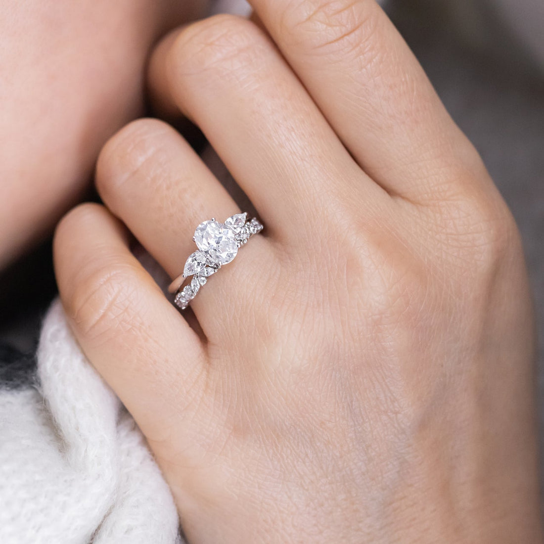 1.33CT Oval Cut 3 Stone Moissanite Engagement Ring