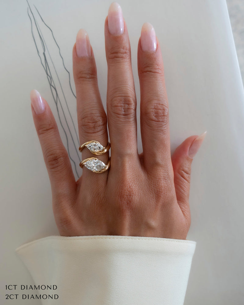1.0CT-2.0CT Marquise Cut Moissanite Unique Engagement Ring