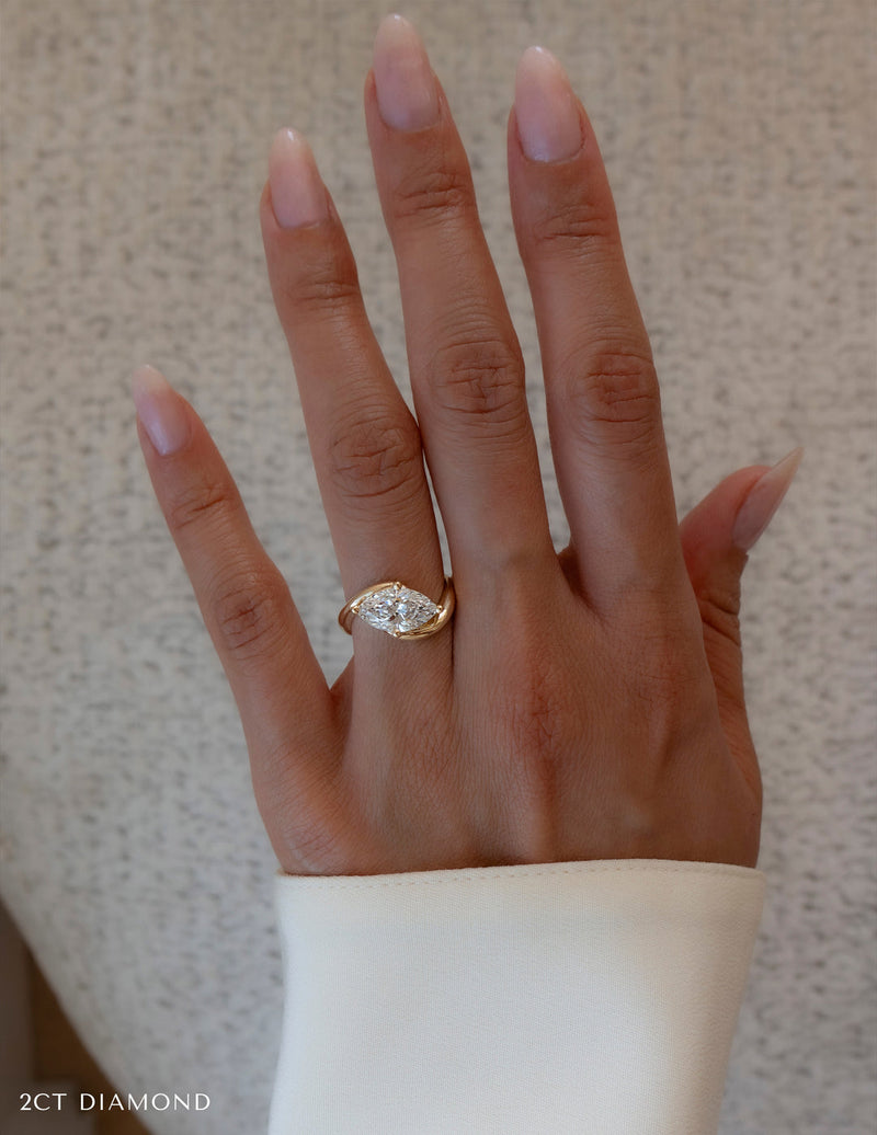 1.0CT-2.0CT Marquise Cut Moissanite Unique Engagement Ring