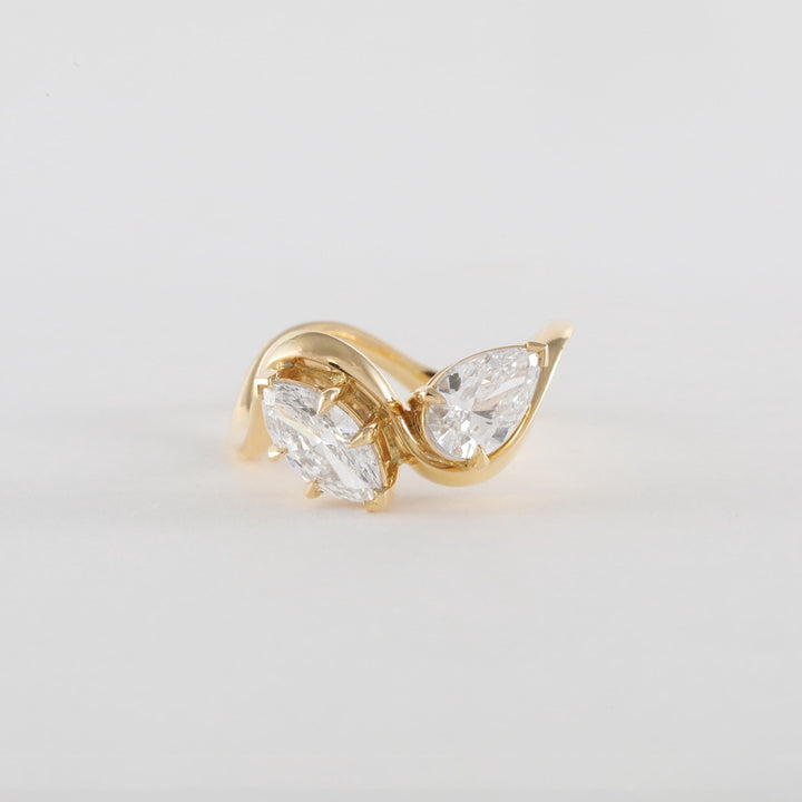 1.50CT-2.50CT Marquise And Pear Cut Moissanite Toi et Moi Engagement Ring | Two Stone Ring
