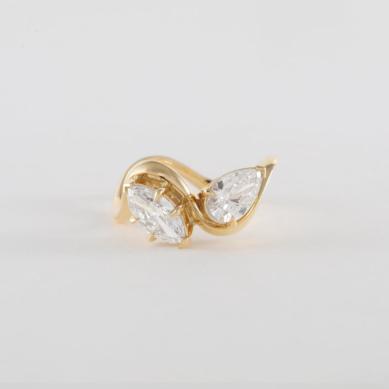 1.50CT-2.50CT Marquise And Pear Cut Moissanite Toi et Moi Engagement Ring | Two Stone Ring