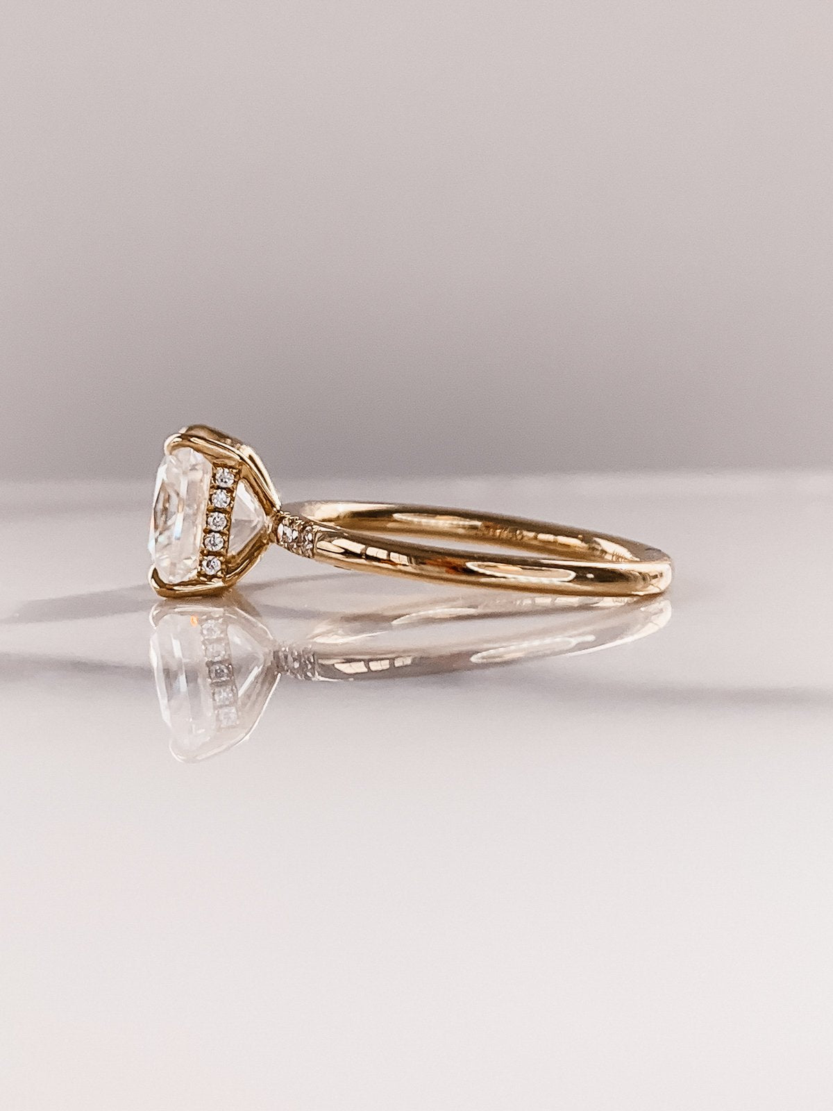 3.0CT Princess Moissanite Solitaire Hidden Halo Setting Engagement Ring