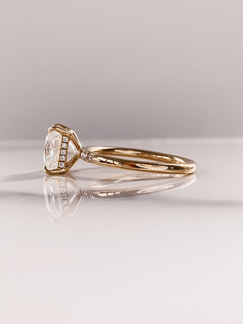 3.0CT Princess Moissanite Solitaire Hidden Halo Setting Engagement Ring