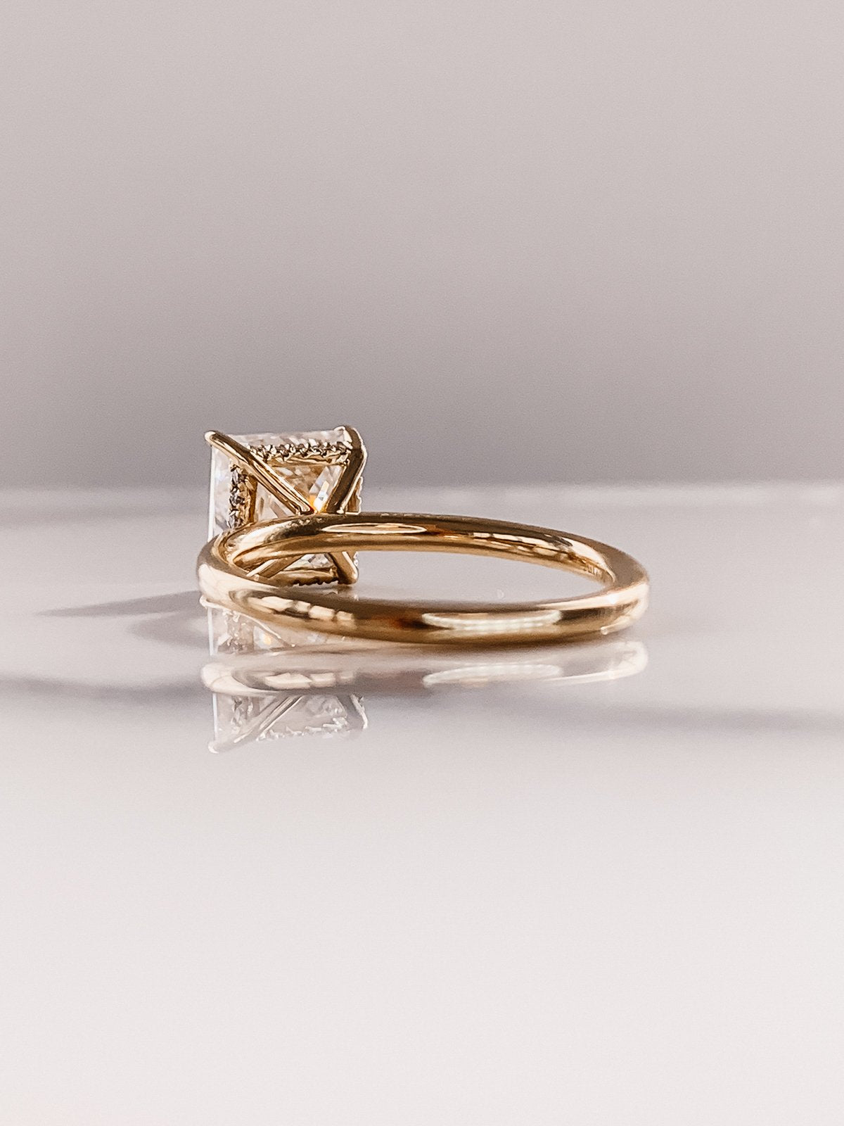 3.0CT Princess Moissanite Solitaire Hidden Halo Setting Engagement Ring