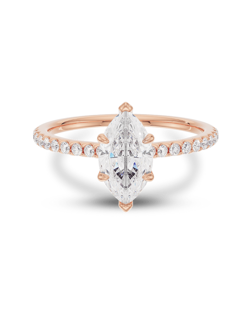 1.0 - 3.0 CT Marquise CVD Diamond Pave Engagement Ring