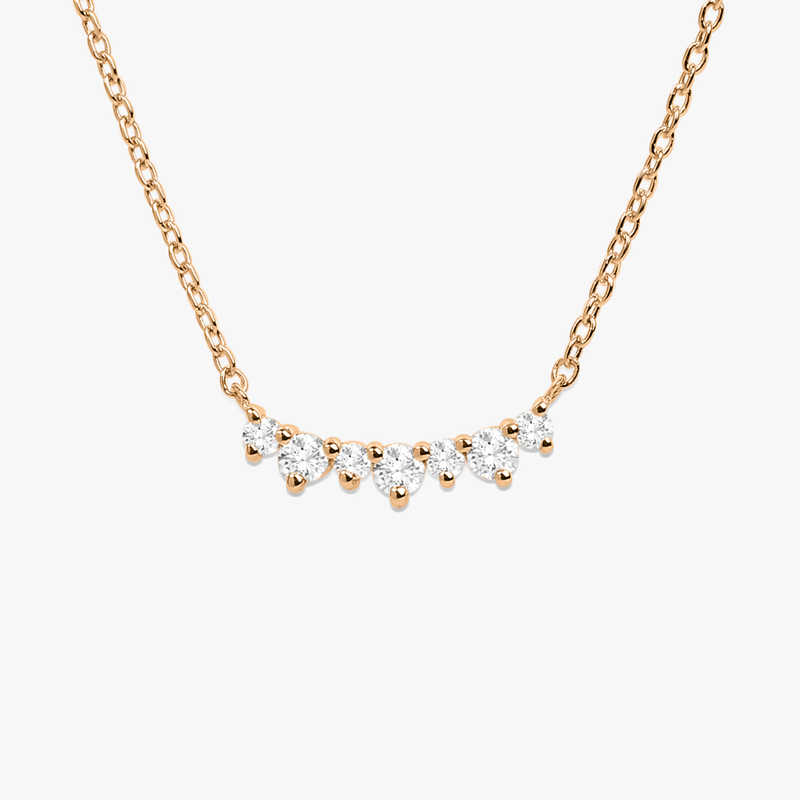 Curved Cluster Diamond Necklace for Women