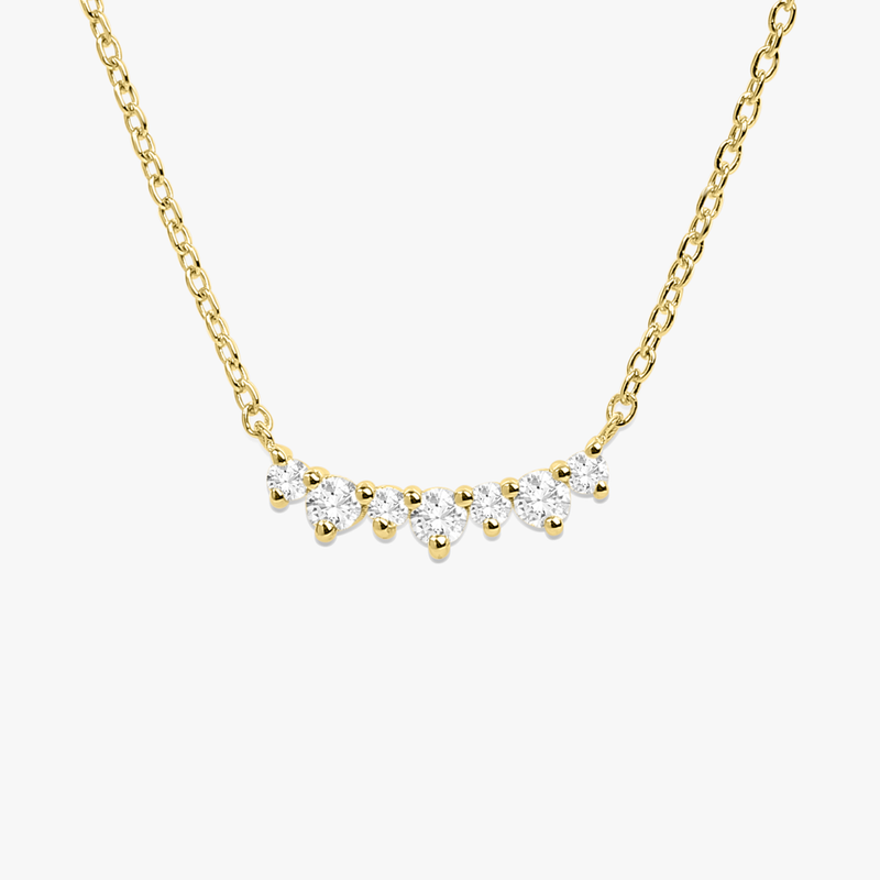 Curved Cluster Diamond Necklace for Women