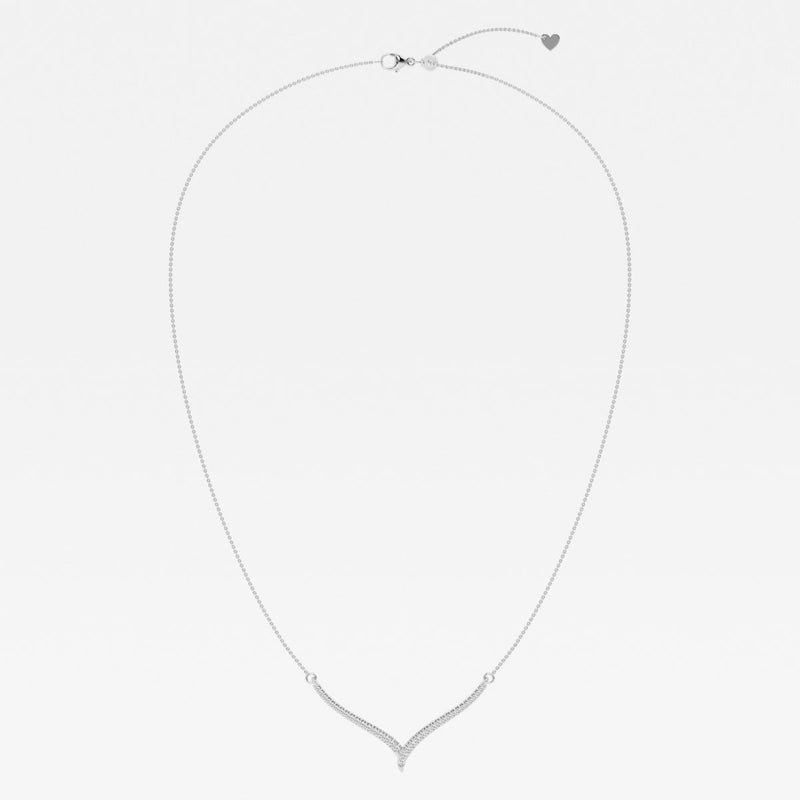 0.16 TCW Round Moissanite Diamond Petite Chevron Necklace