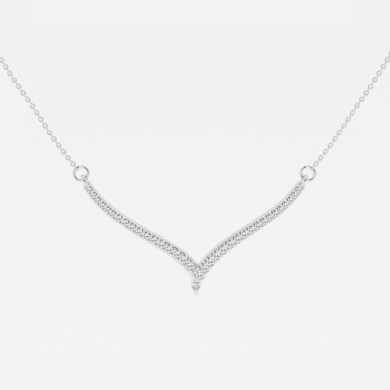 0.16 TCW Round Moissanite Diamond Petite Chevron Necklace
